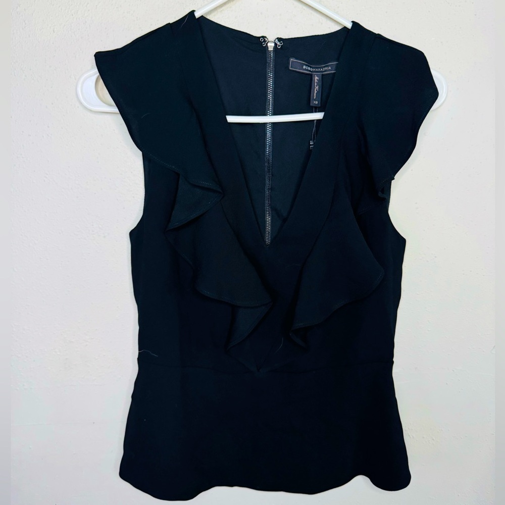 BCBG maxazria black ruffled peplum
